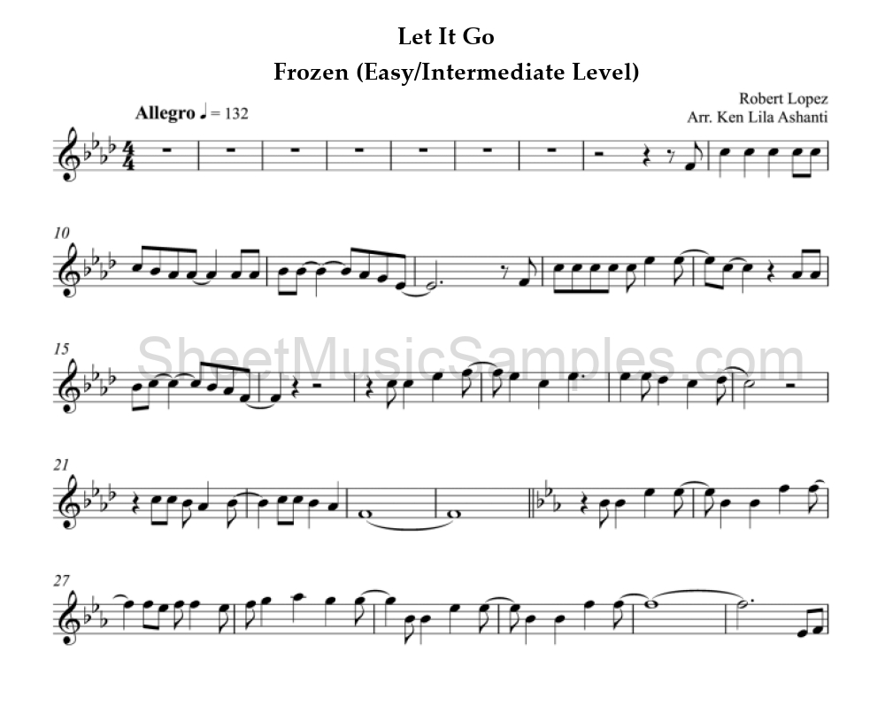 Let It Go - Frozen (Easy/Intermediate Level)