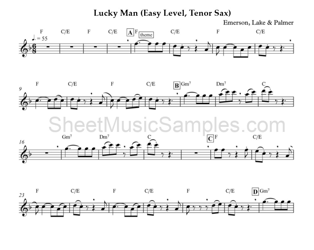 Lucky Man (Easy Level, Tenor Sax)