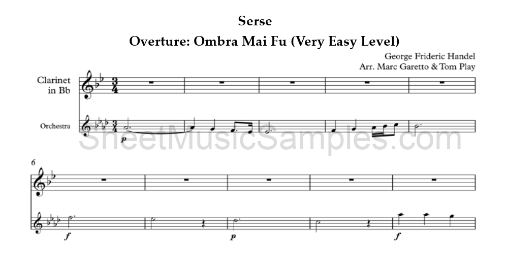 Serse - Overture: Ombra Mai Fu (Very Easy Level)