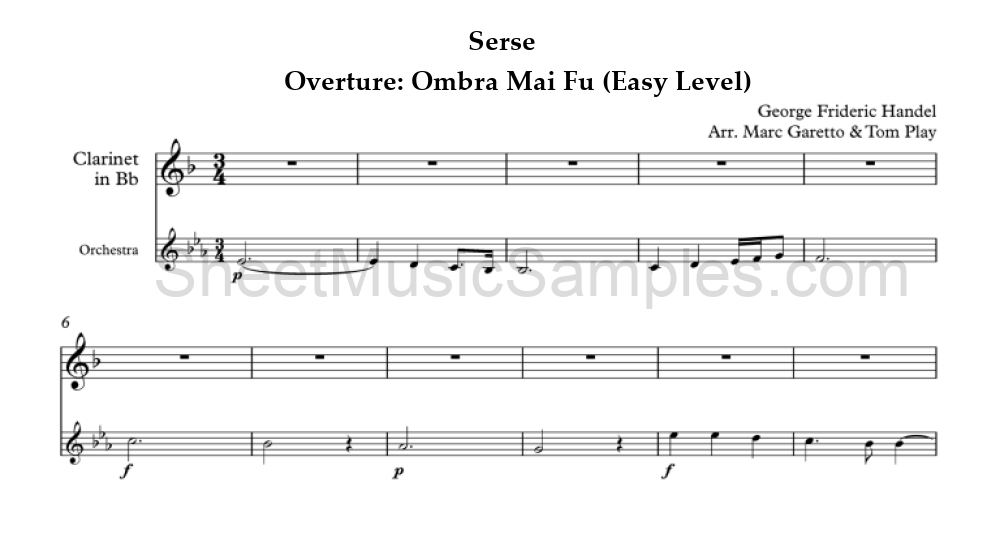 Serse - Overture: Ombra Mai Fu (Easy Level)