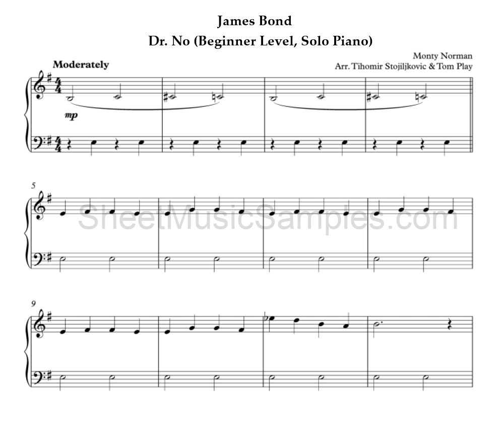 James Bond - Dr. No (Beginner Level, Solo Piano)