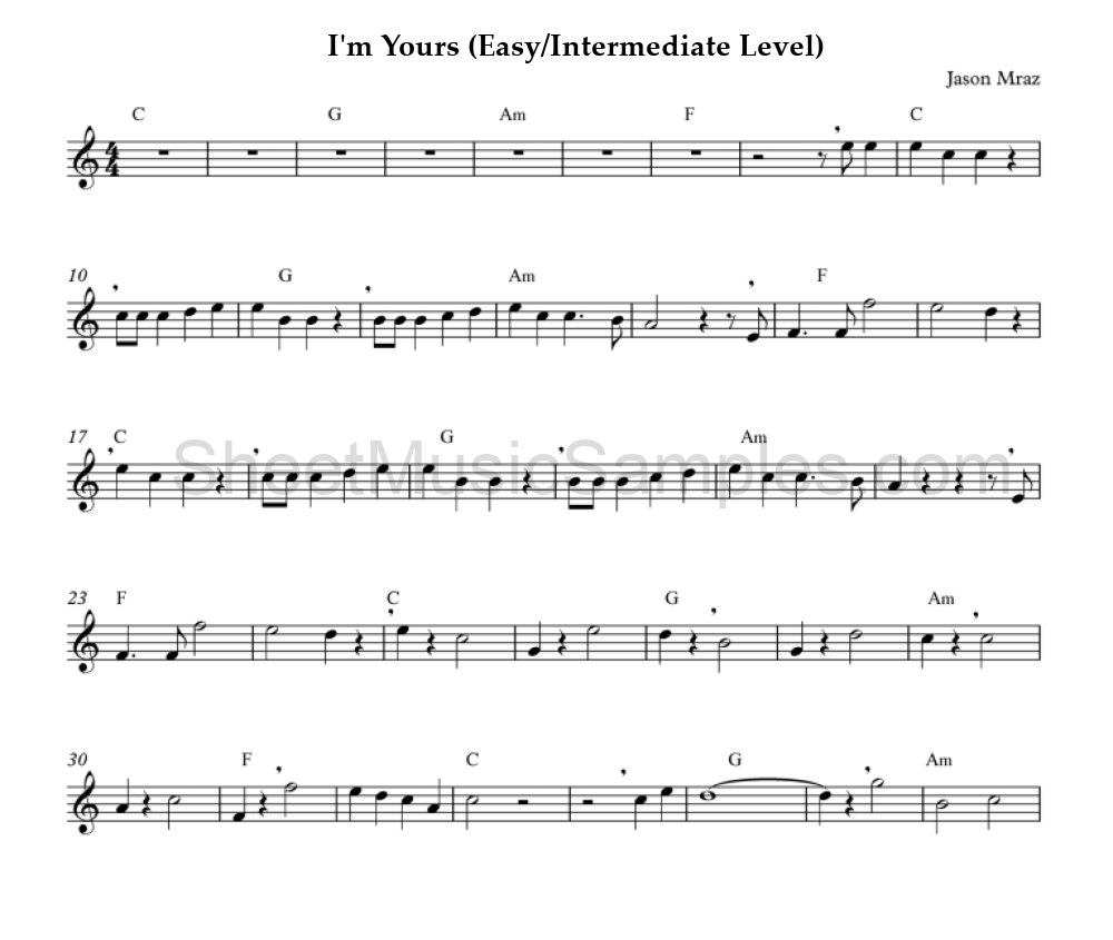 I'm Yours (Easy/Intermediate Level)