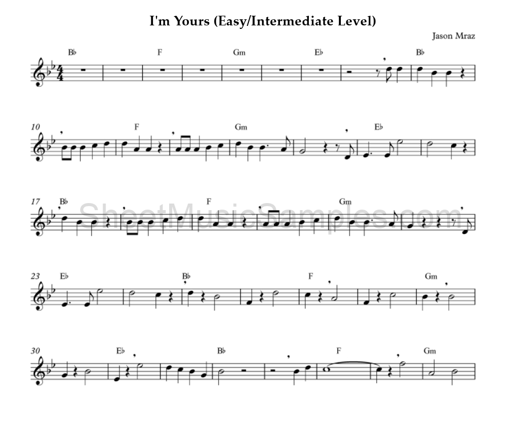 I'm Yours (Easy/Intermediate Level)