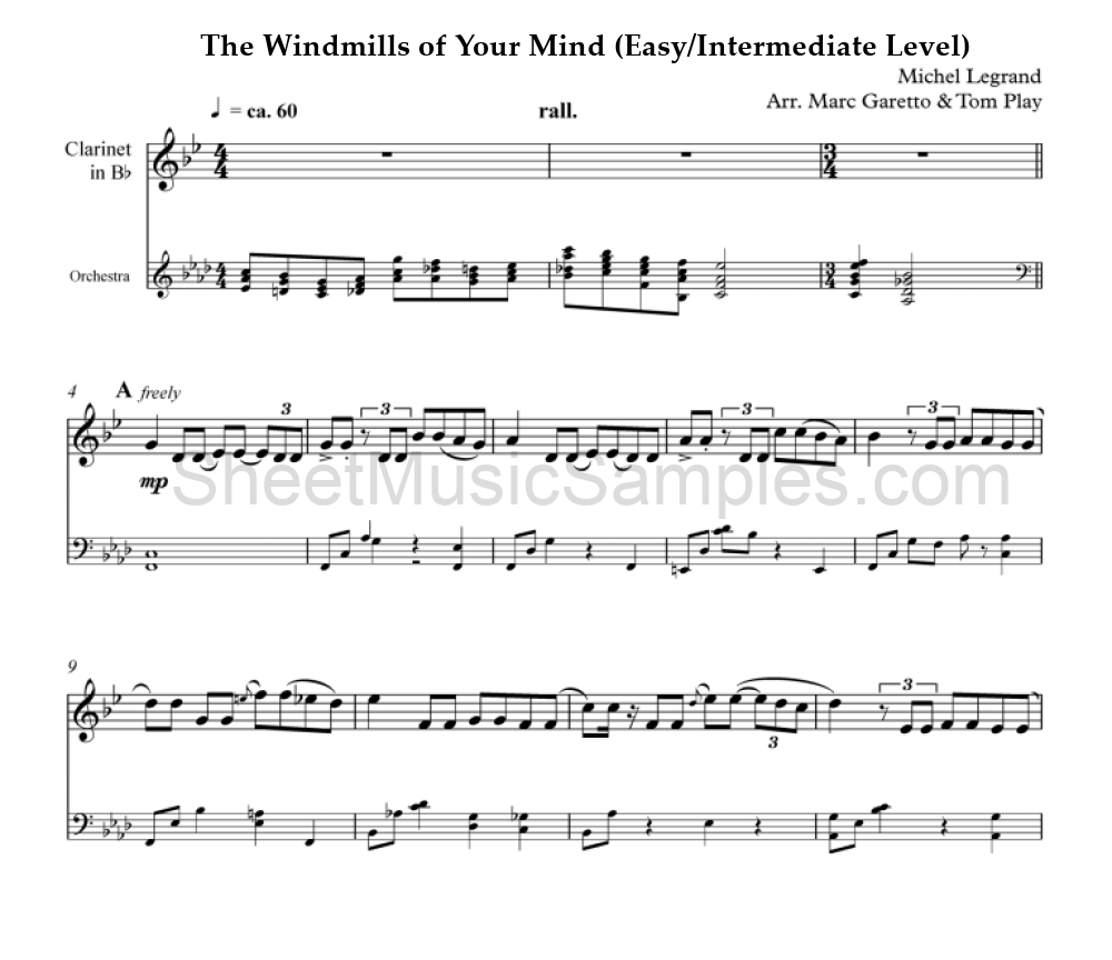 The Windmills of Your Mind (Easy/Intermediate Level)