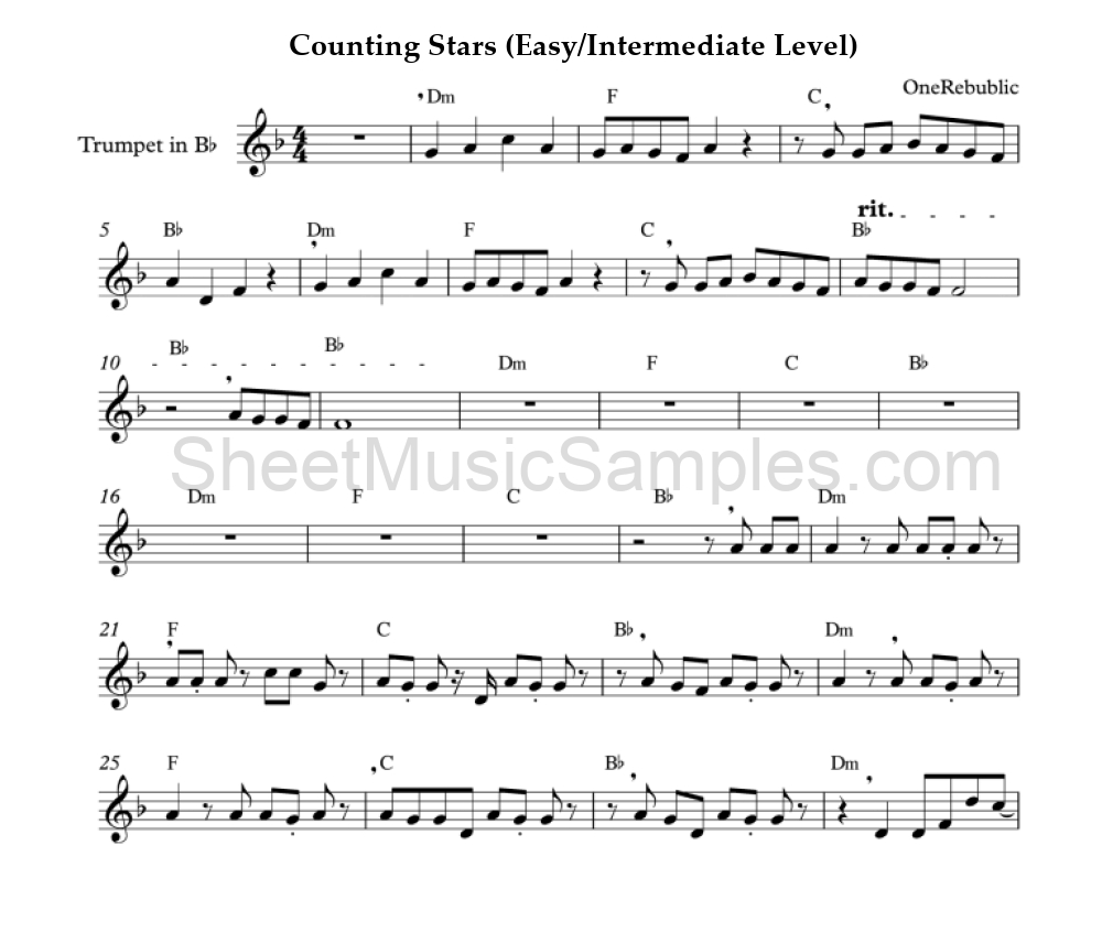 Counting Stars (Easy/Intermediate Level)