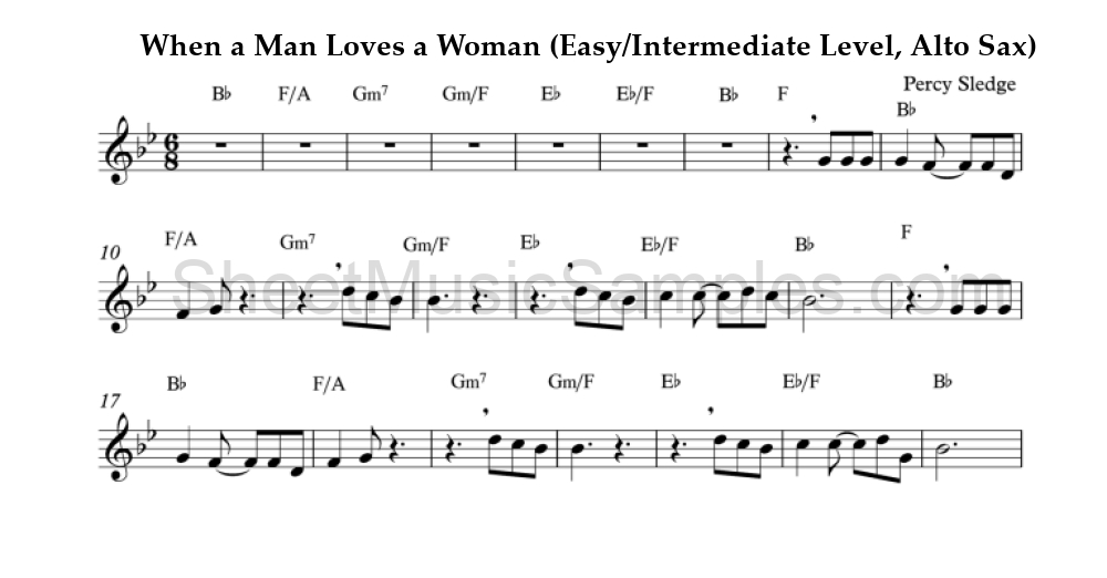 When a Man Loves a Woman (Easy/Intermediate Level, Alto Sax)