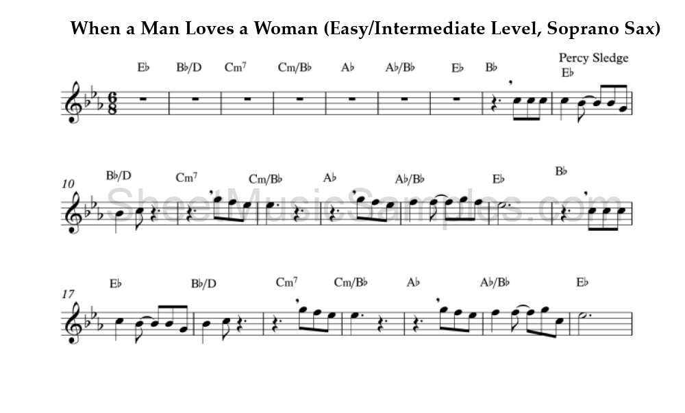 When a Man Loves a Woman (Easy/Intermediate Level, Soprano Sax)