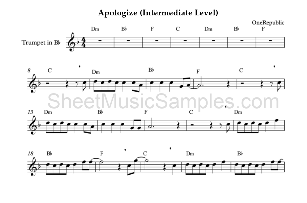 Apologize (Intermediate Level)