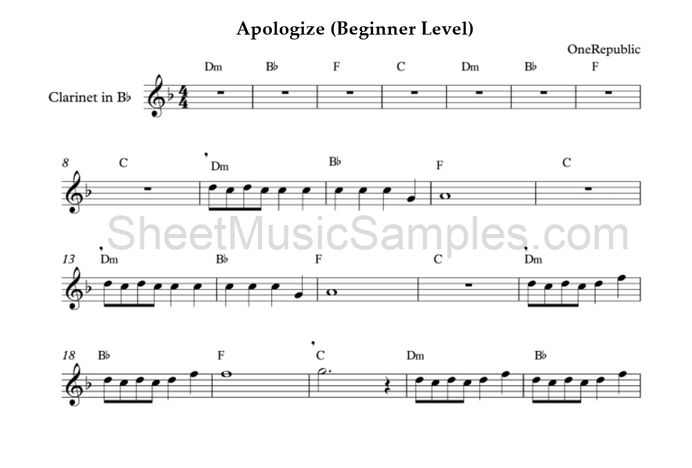 Apologize (Beginner Level)