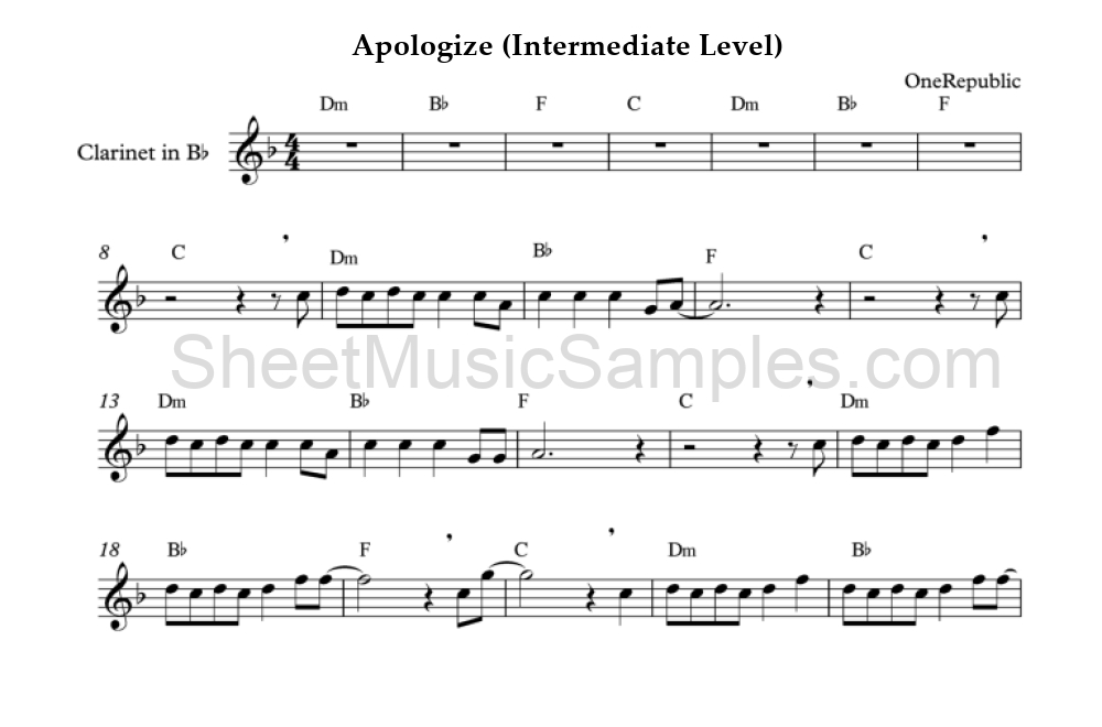 Apologize (Intermediate Level)