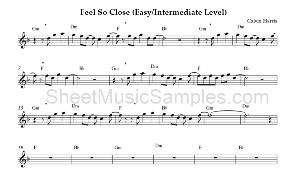 Feel So Close (Easy/Intermediate Level)