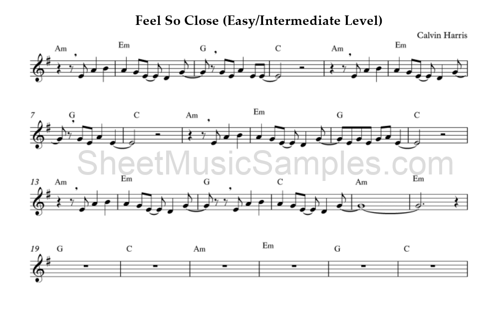 Feel So Close (Easy/Intermediate Level)