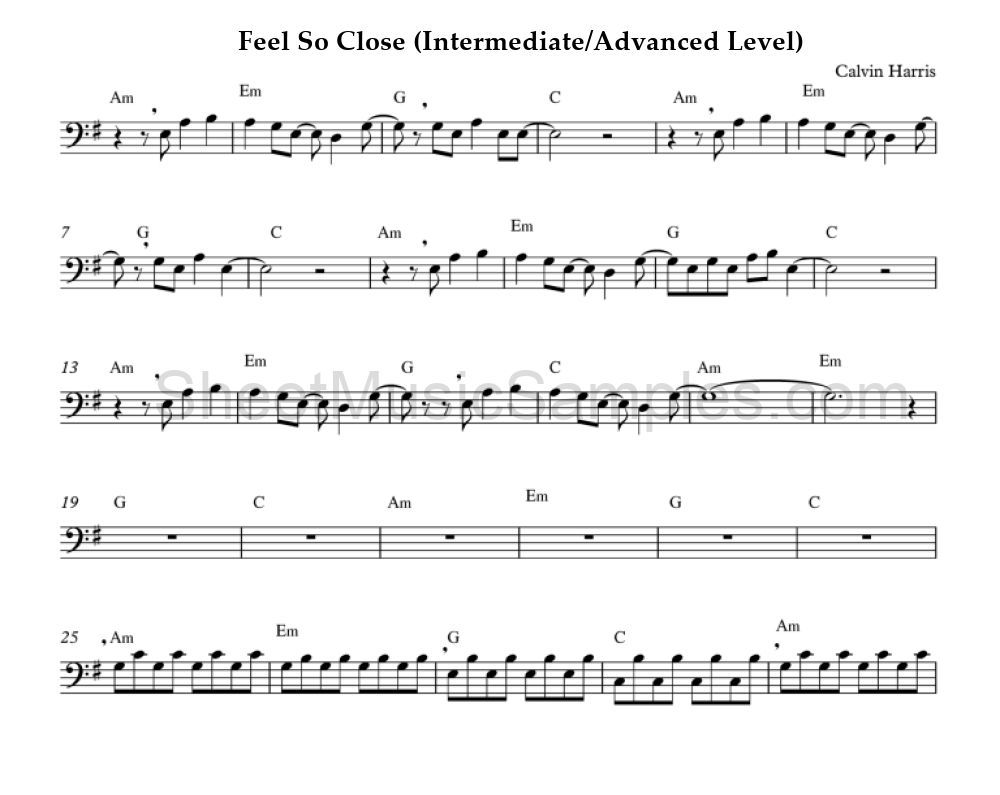 Feel So Close (Intermediate/Advanced Level)