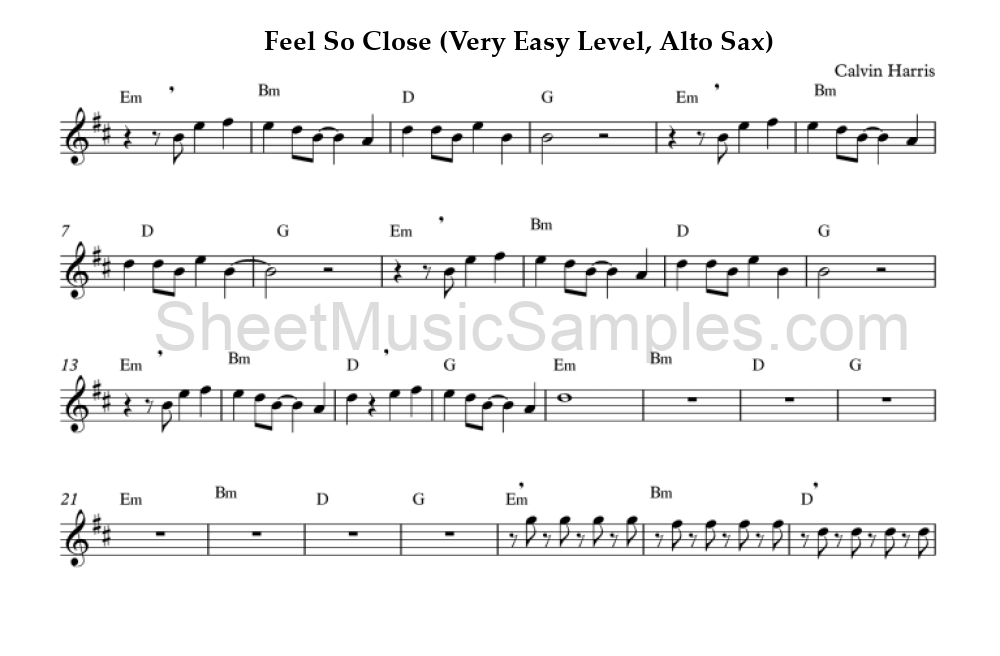 Feel So Close (Very Easy Level, Alto Sax)