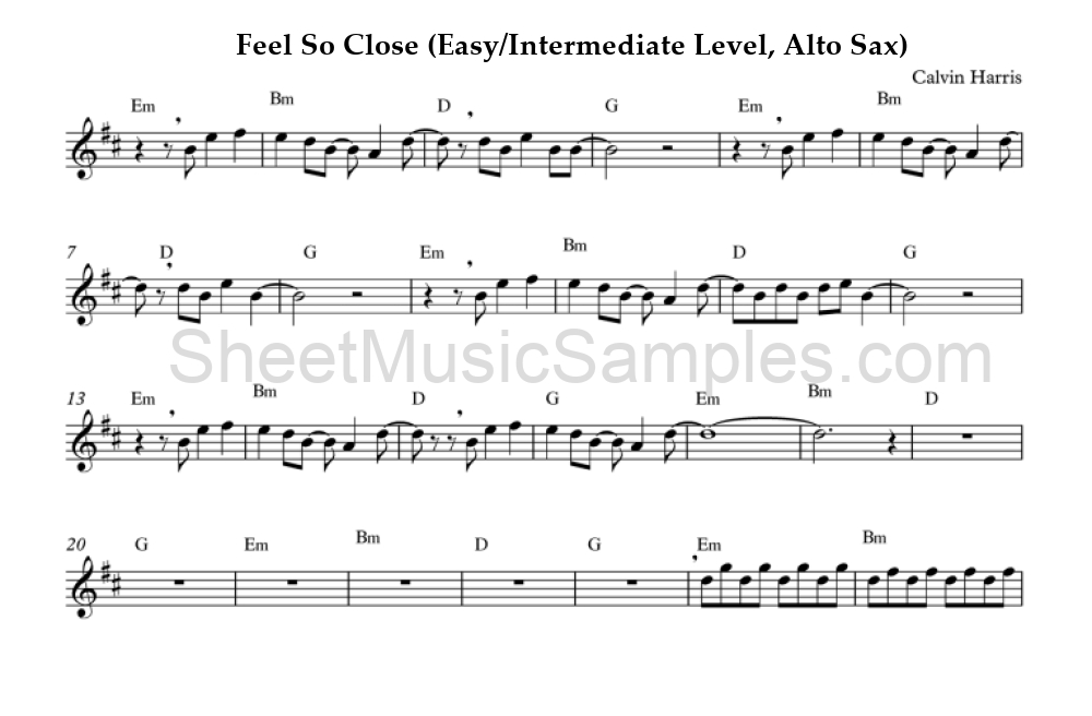 Feel So Close (Easy/Intermediate Level, Alto Sax)