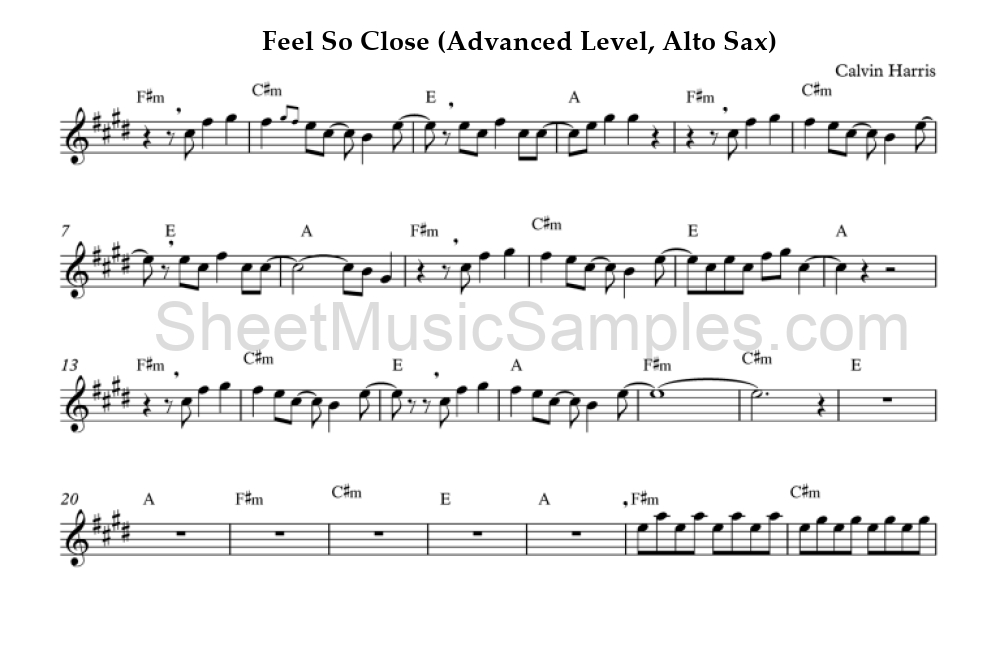 Feel So Close (Advanced Level, Alto Sax)