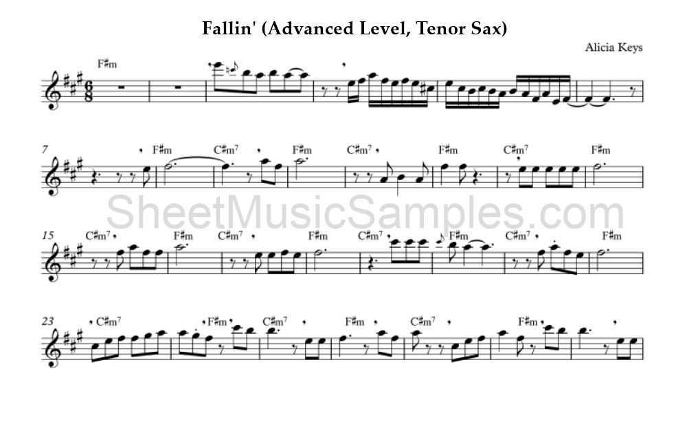 Fallin' (Advanced Level, Tenor Sax)