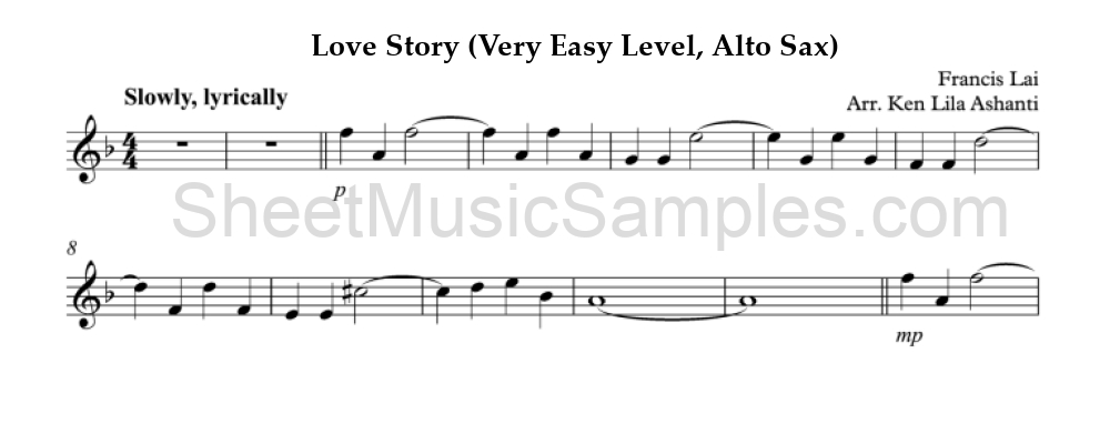 Love Story (Very Easy Level, Alto Sax)