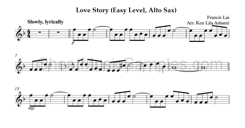 Love Story (Easy Level, Alto Sax)