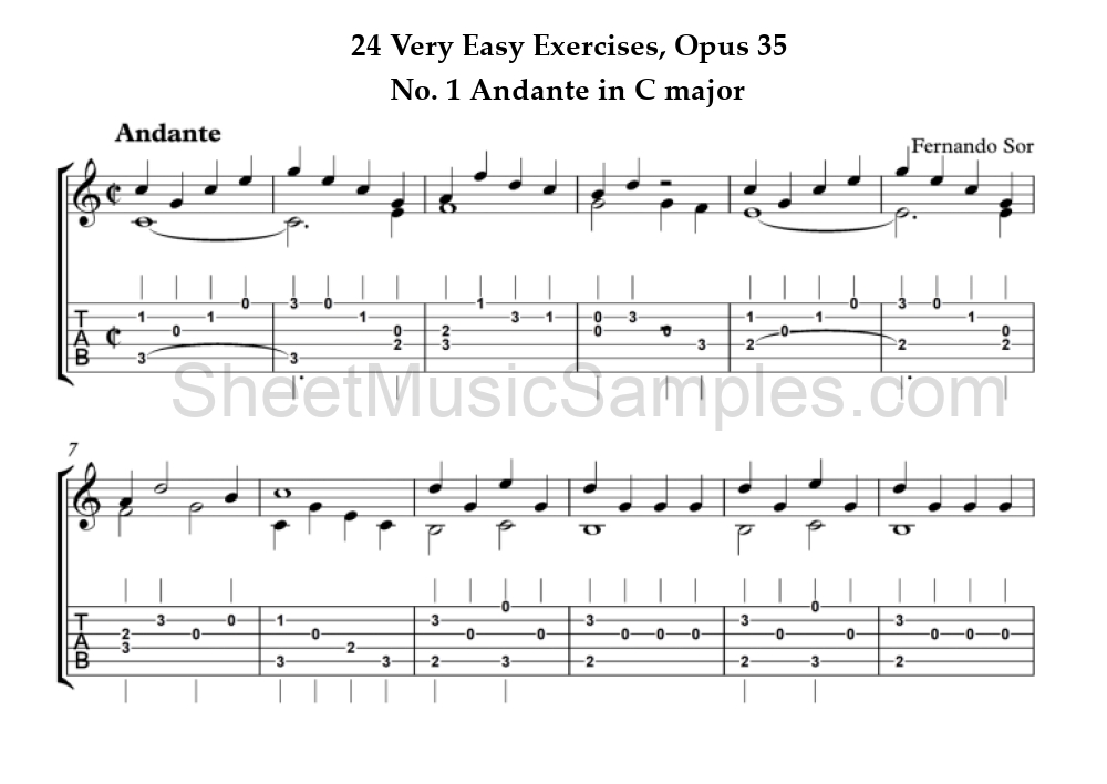 24 Very Easy Exercises, Opus 35 - No. 1 Andante in C major