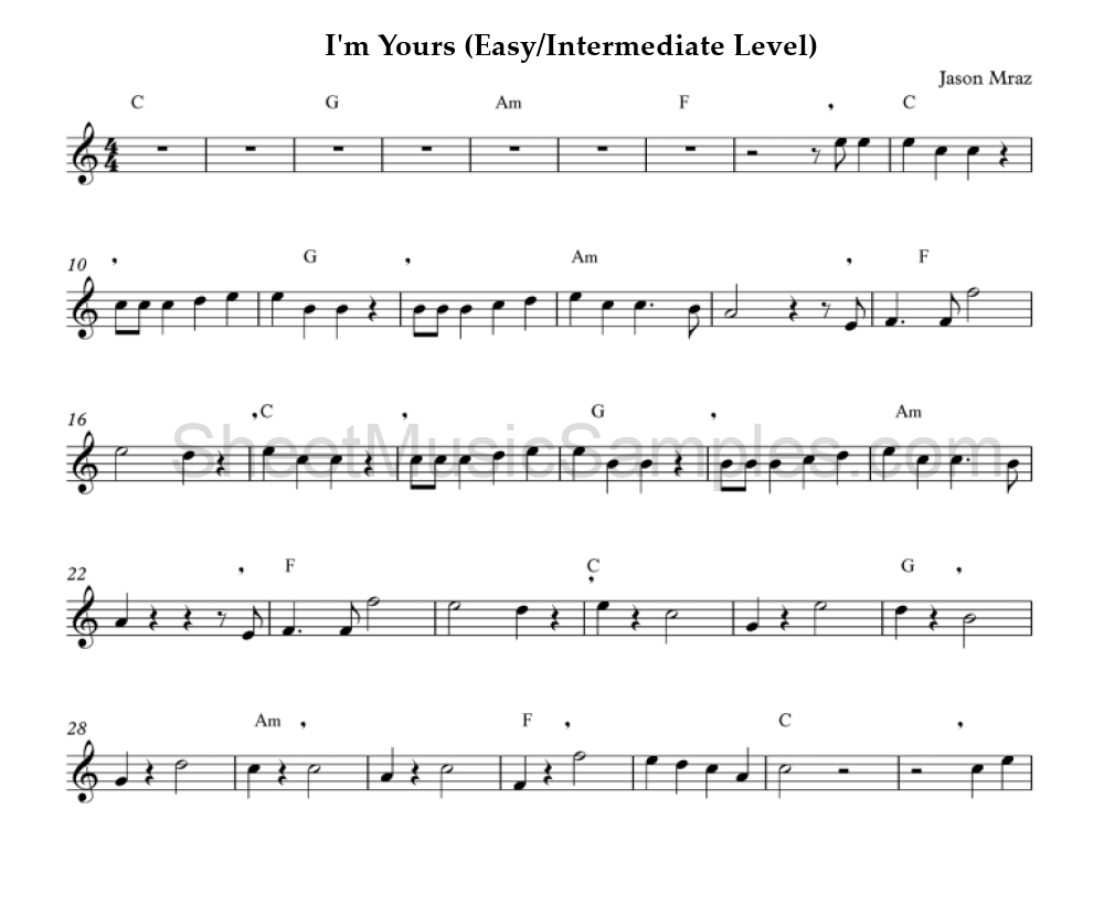 I'm Yours (Easy/Intermediate Level)