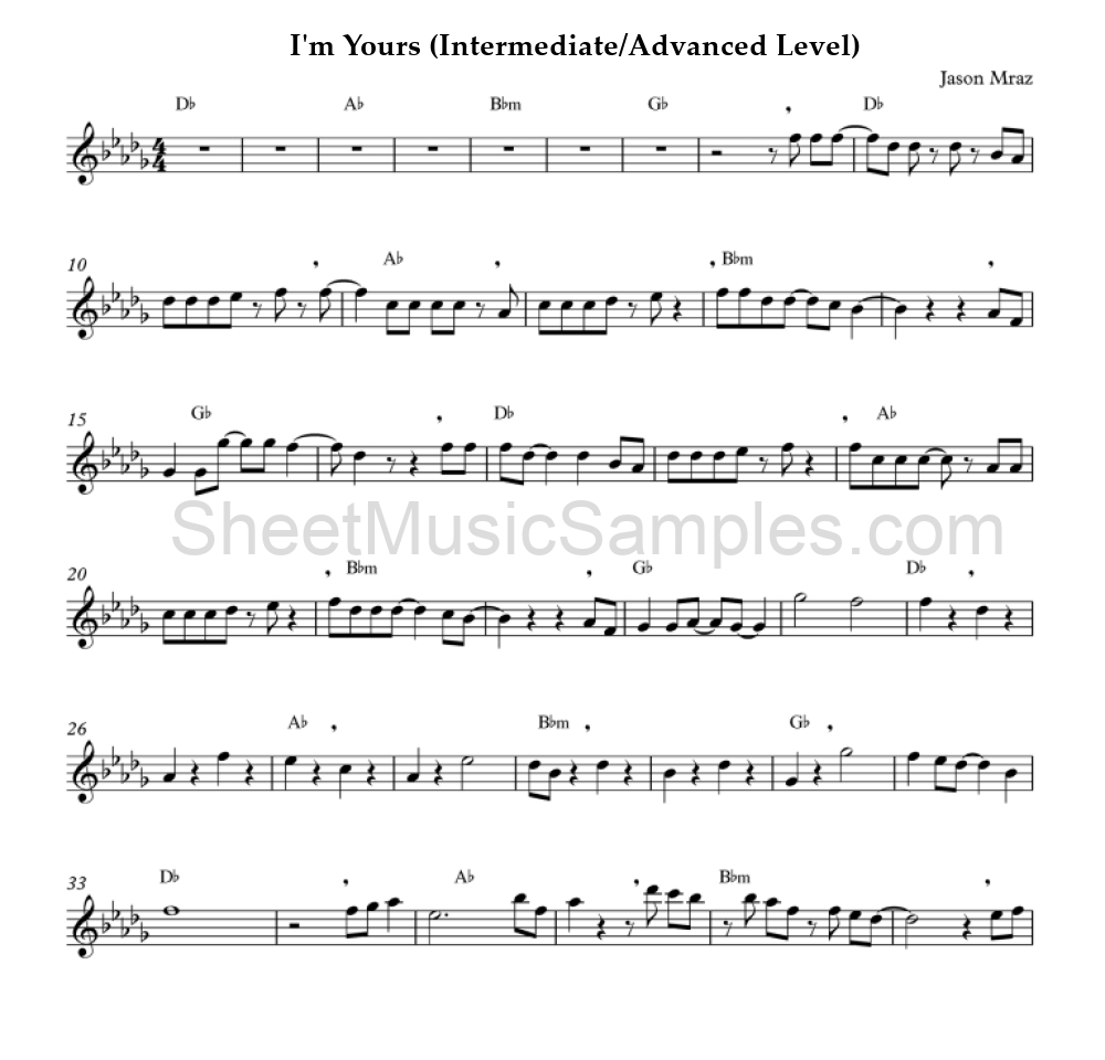 I'm Yours (Intermediate/Advanced Level)