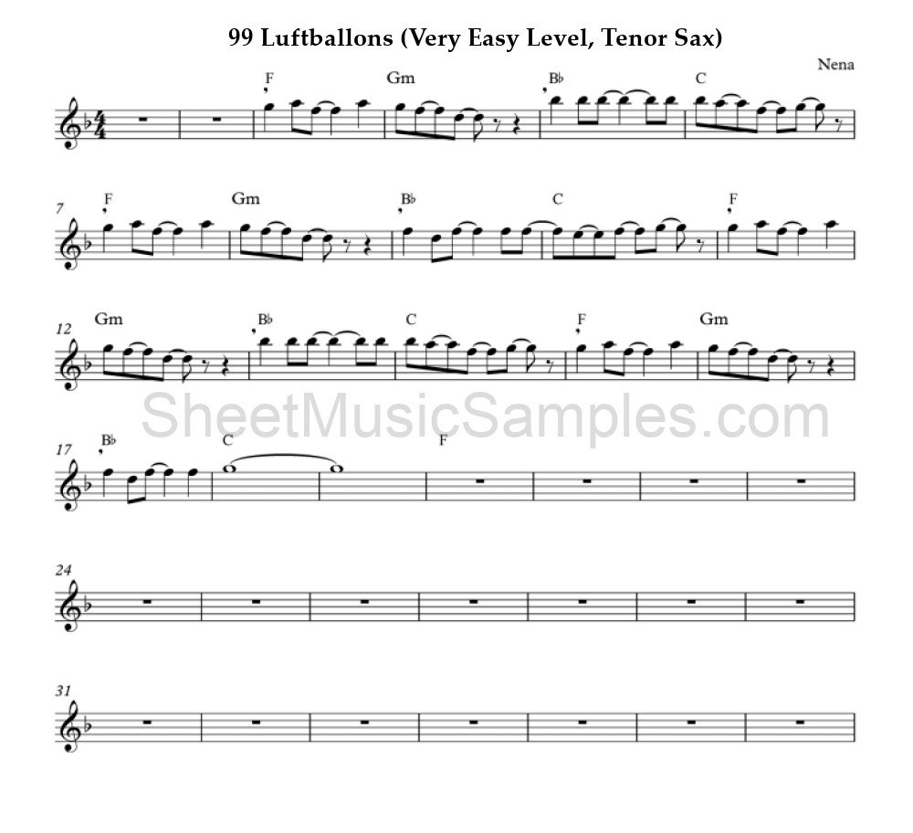 99 Luftballons (Very Easy Level, Tenor Sax)