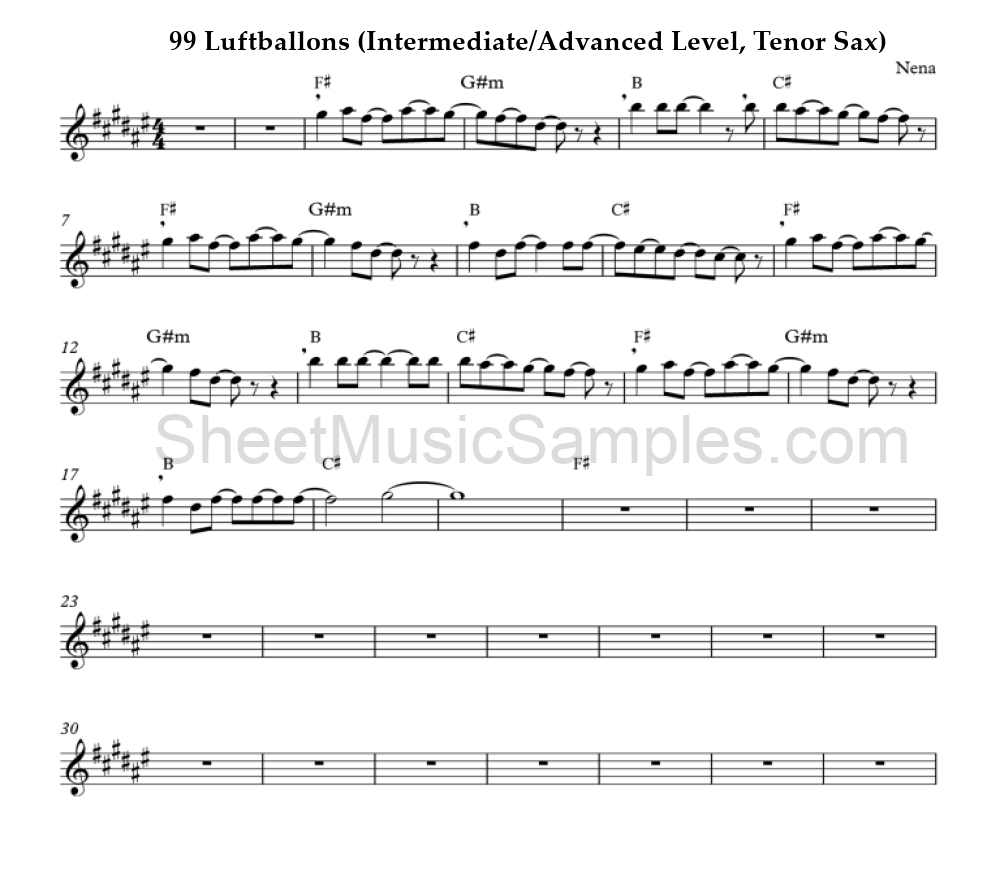 99 Luftballons (Intermediate/Advanced Level, Tenor Sax)