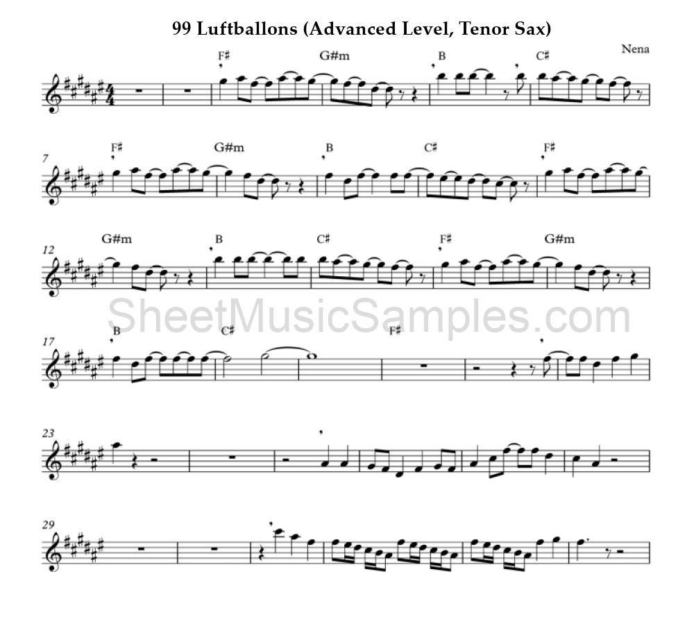 99 Luftballons (Advanced Level, Tenor Sax)