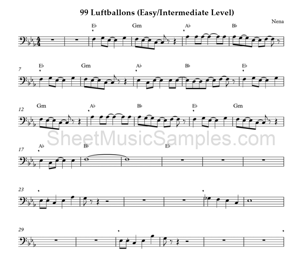 99 Luftballons (Easy/Intermediate Level)