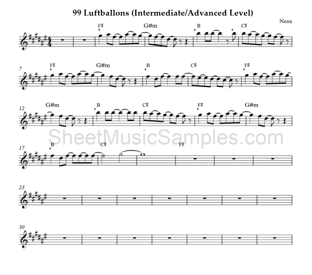 99 Luftballons (Intermediate/Advanced Level)