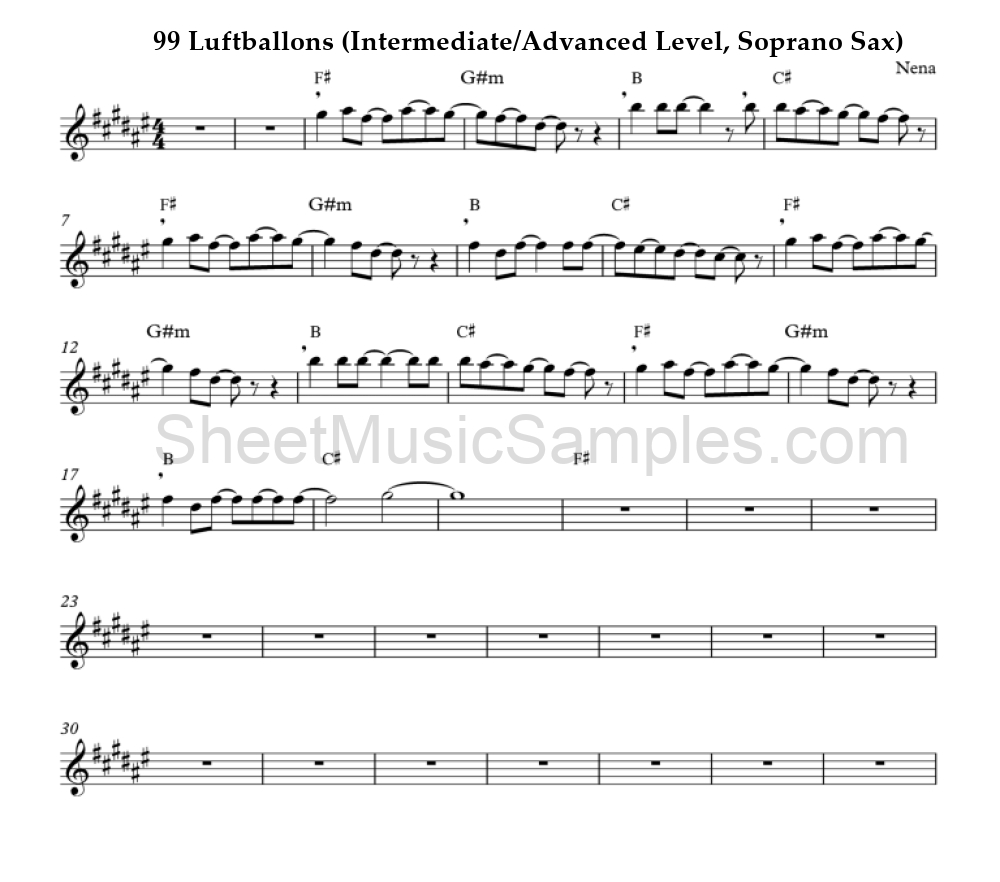 99 Luftballons (Intermediate/Advanced Level, Soprano Sax)