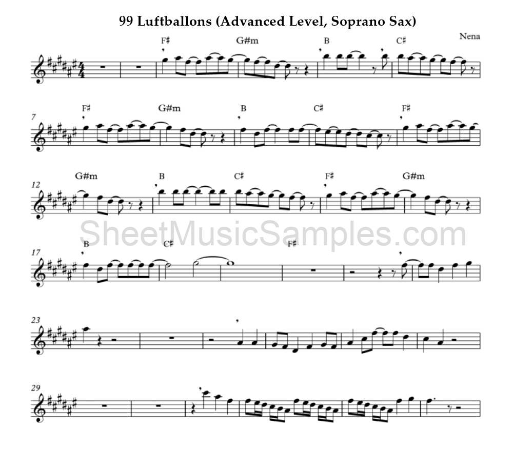 99 Luftballons (Advanced Level, Soprano Sax)