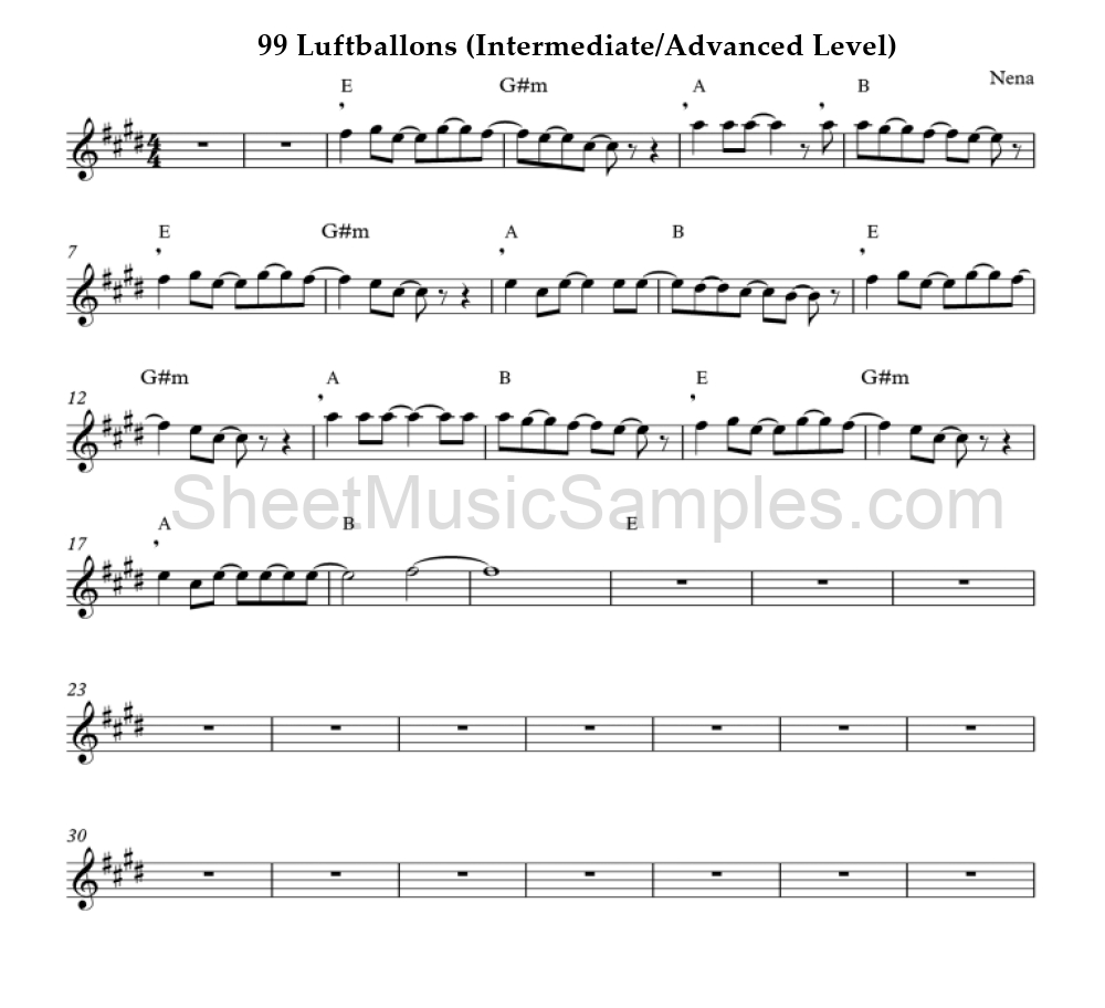 99 Luftballons (Intermediate/Advanced Level)