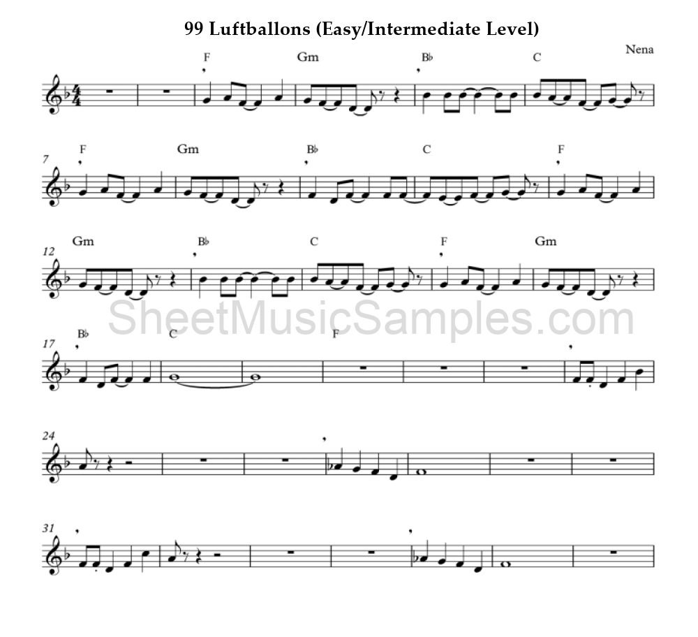 99 Luftballons (Easy/Intermediate Level)