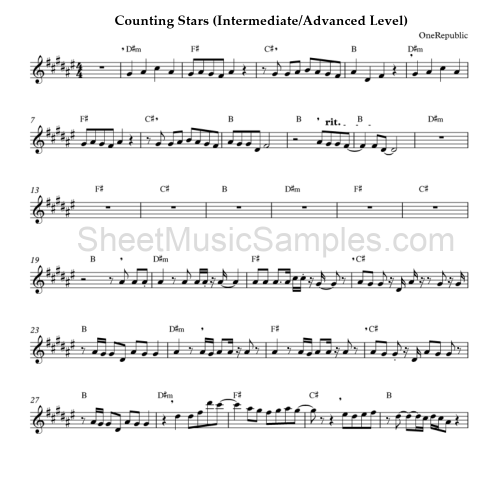 Counting Stars (Intermediate/Advanced Level)