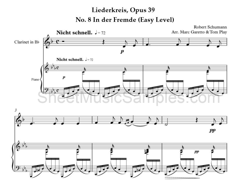 Liederkreis, Opus 39 - No. 8 In der Fremde (Easy Level)