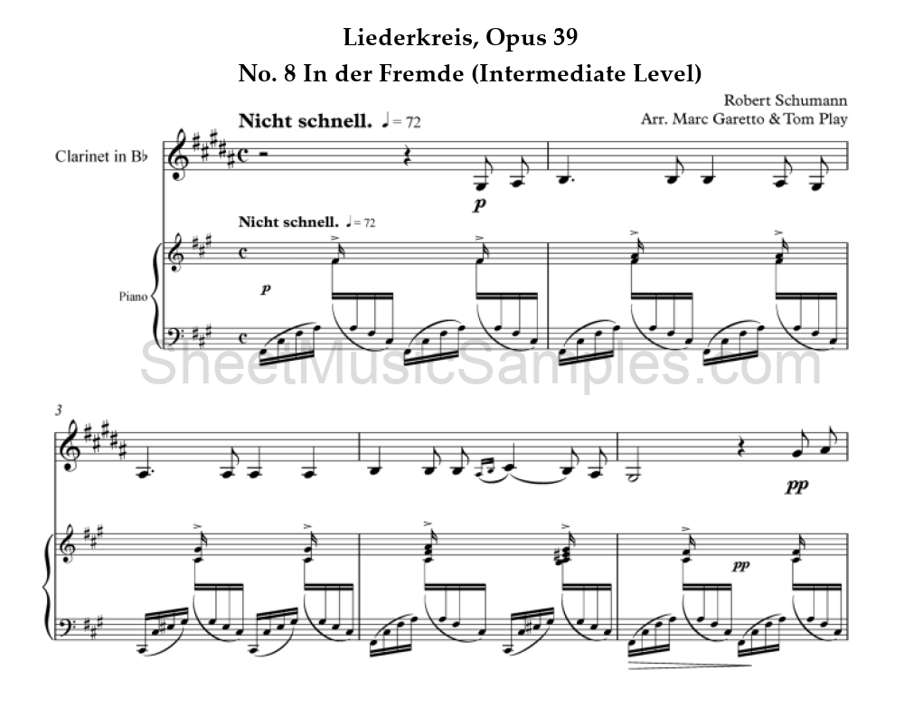 Liederkreis, Opus 39 - No. 8 In der Fremde (Intermediate Level)