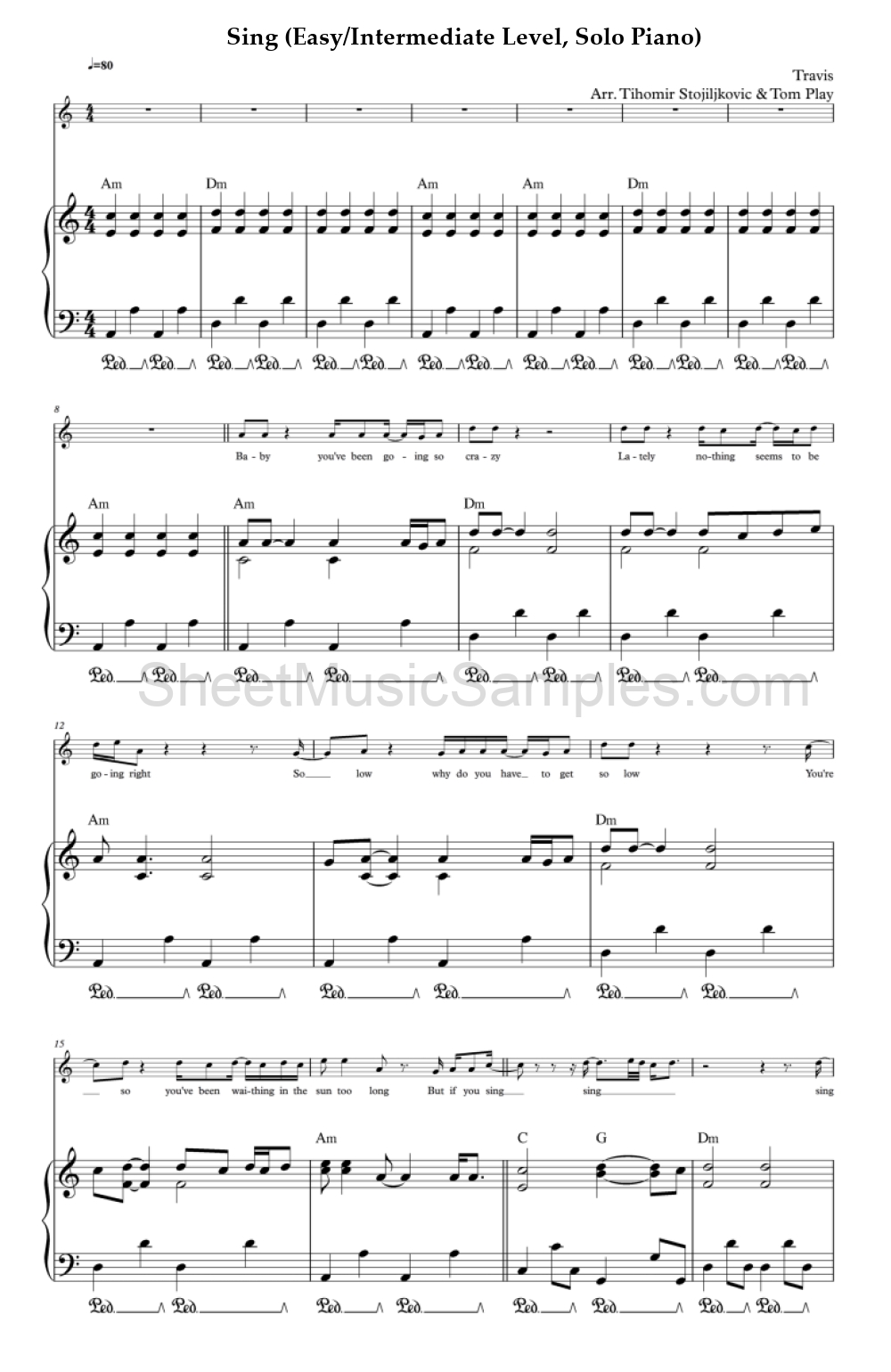 Sing (Easy/Intermediate Level, Solo Piano)