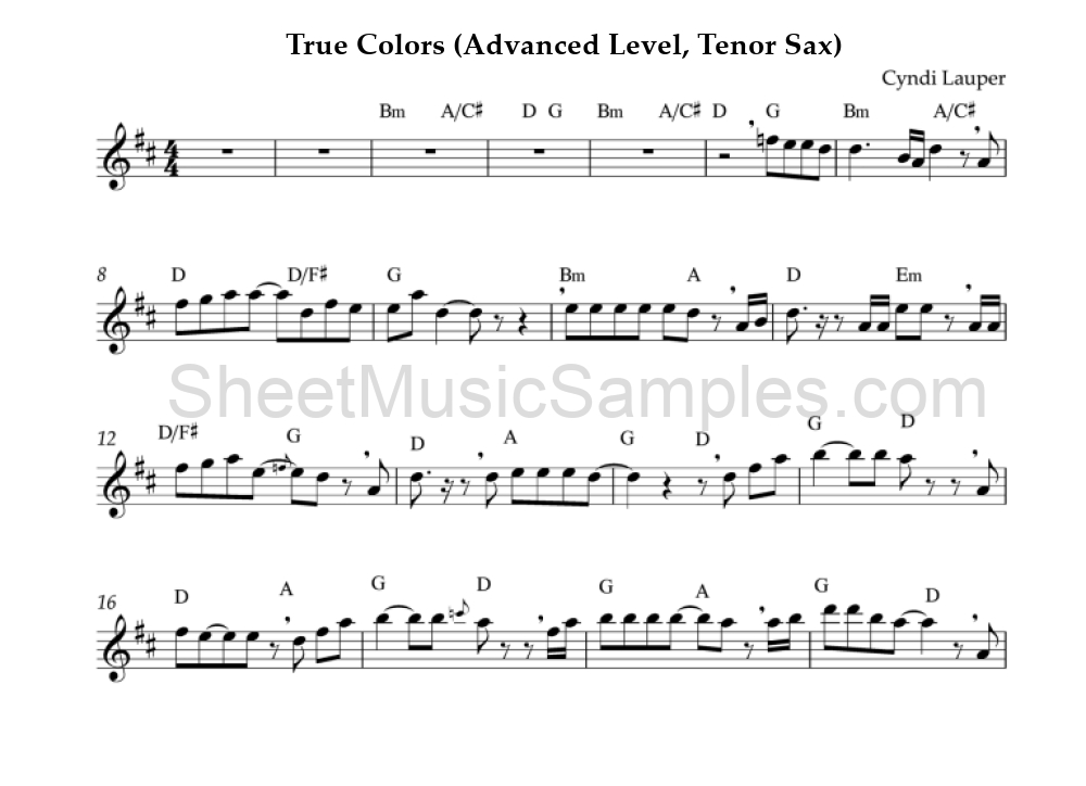 True Colors (Advanced Level, Tenor Sax)