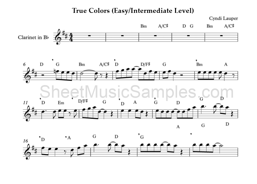 True Colors (Easy/Intermediate Level)