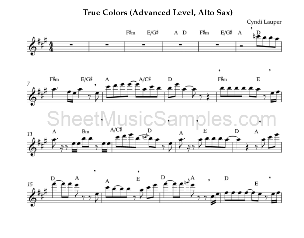 True Colors (Advanced Level, Alto Sax)