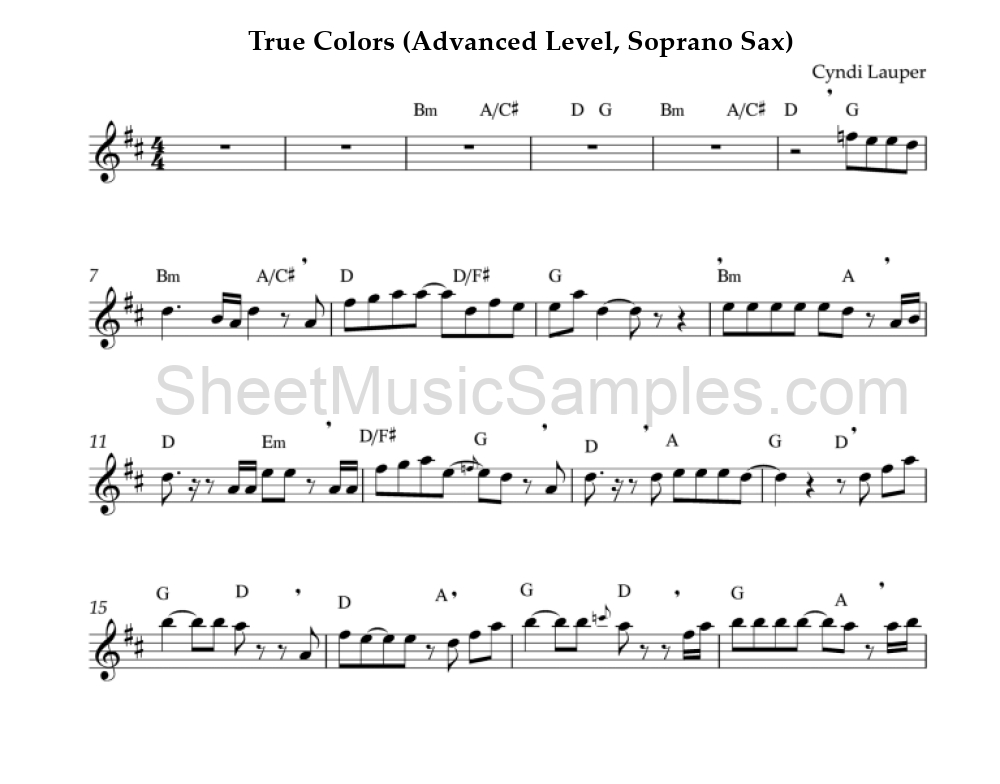 True Colors (Advanced Level, Soprano Sax)