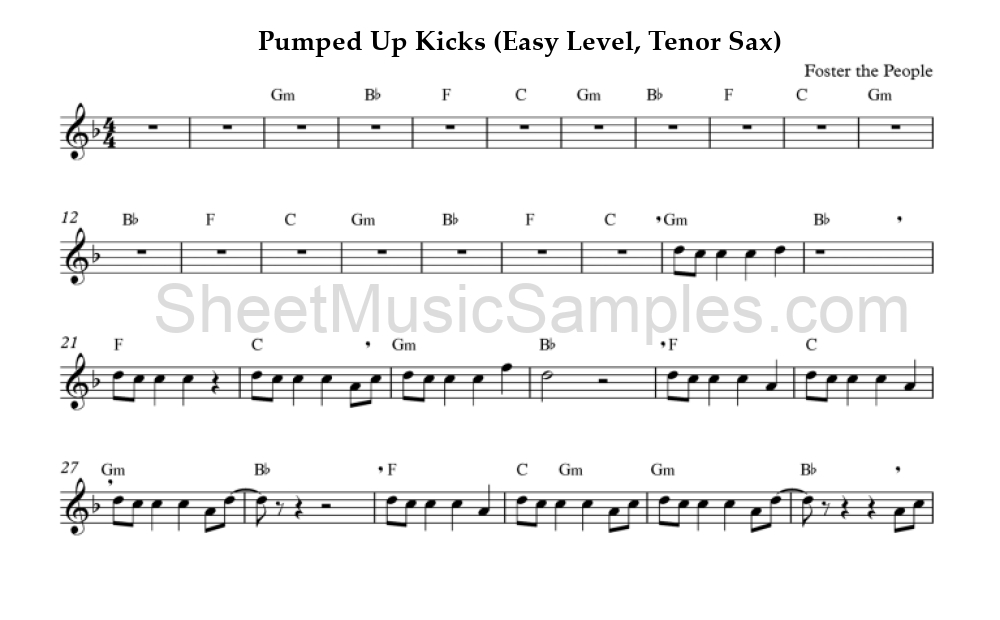 Pumped Up Kicks (Easy Level, Tenor Sax)