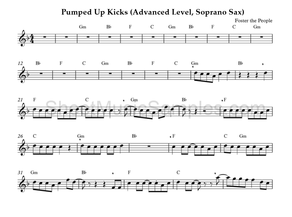 Pumped Up Kicks (Advanced Level, Soprano Sax)