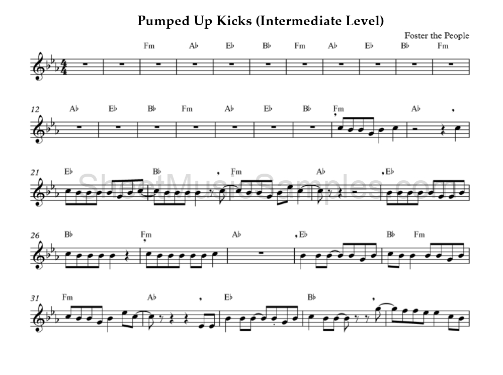 Pumped Up Kicks (Intermediate Level)