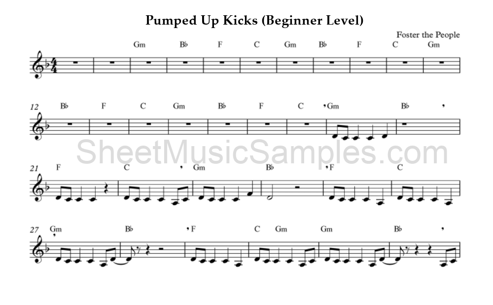 Pumped Up Kicks (Beginner Level)