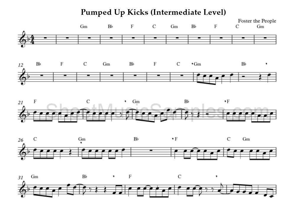 Pumped Up Kicks (Intermediate Level)