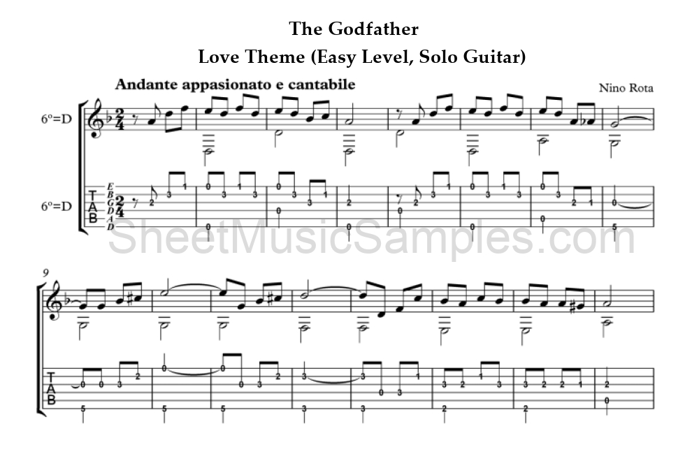 The Godfather - Love Theme (Easy Level, Solo Guitar)