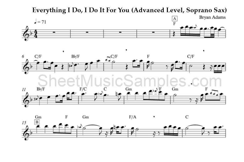 Everything I Do, I Do It For You (Advanced Level, Soprano Sax)